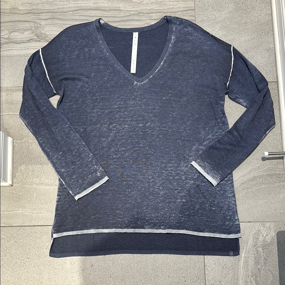 Lululemon Navy V-Neck Long Sleeve Sweater
